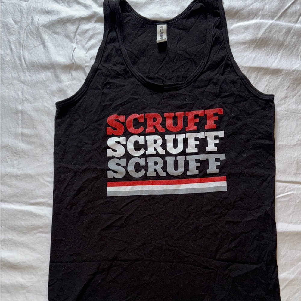 Black Tank Top with Red and White 'SCRUFF' Print MENS SIZE SMALL